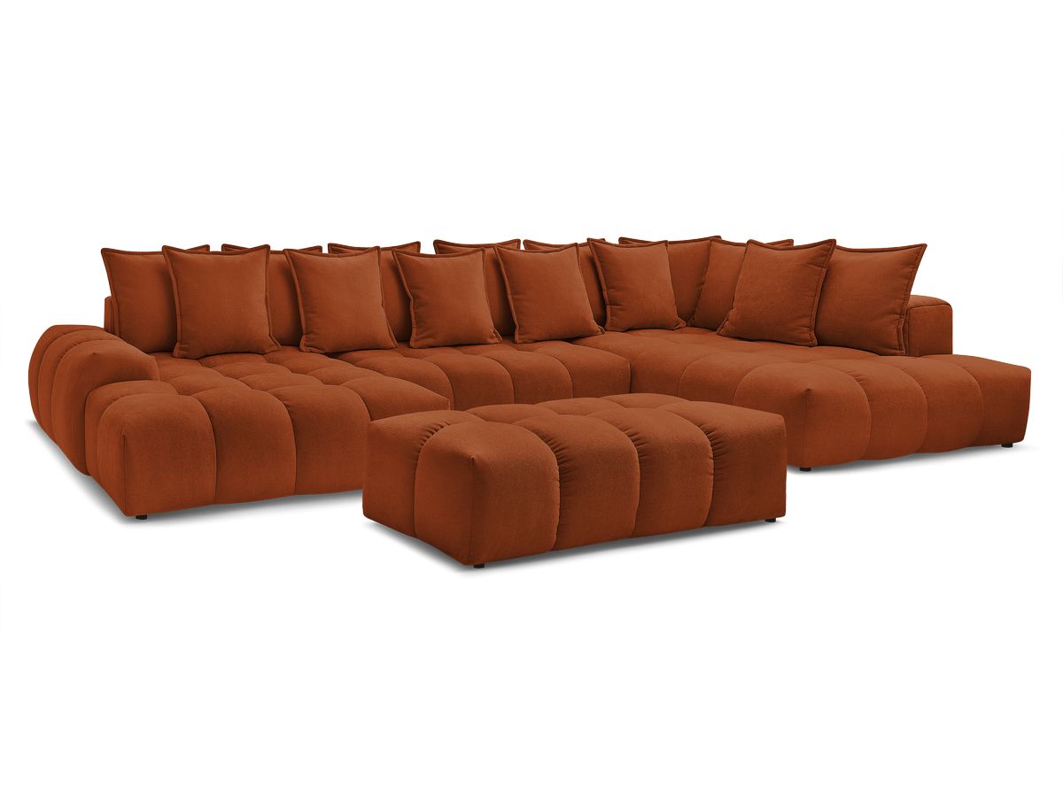 Bobochic Everest Wohnlandschaft mit Pouf, 14 Kissen Strukturstoff Orange Ecke links