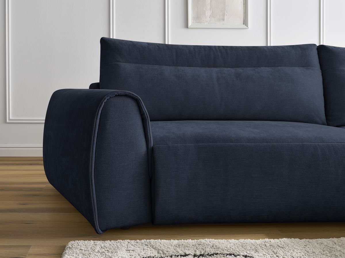 Bobochic Aden Ecksofa 293 × 152 cm Stoff Dunkelblau Ecke rechts