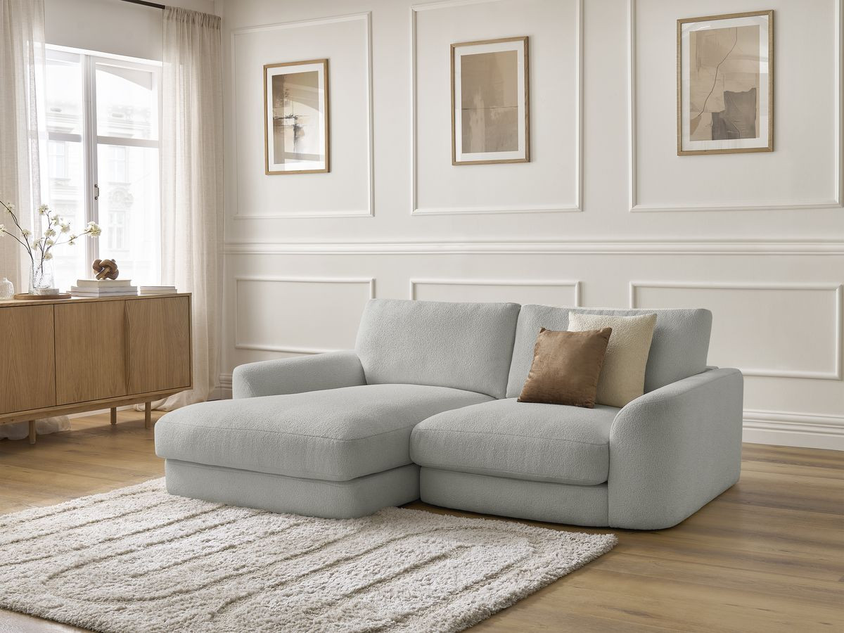 Bobochic Leonore Ecksofa Bouclé-Stoff Hellgrau Ecke links