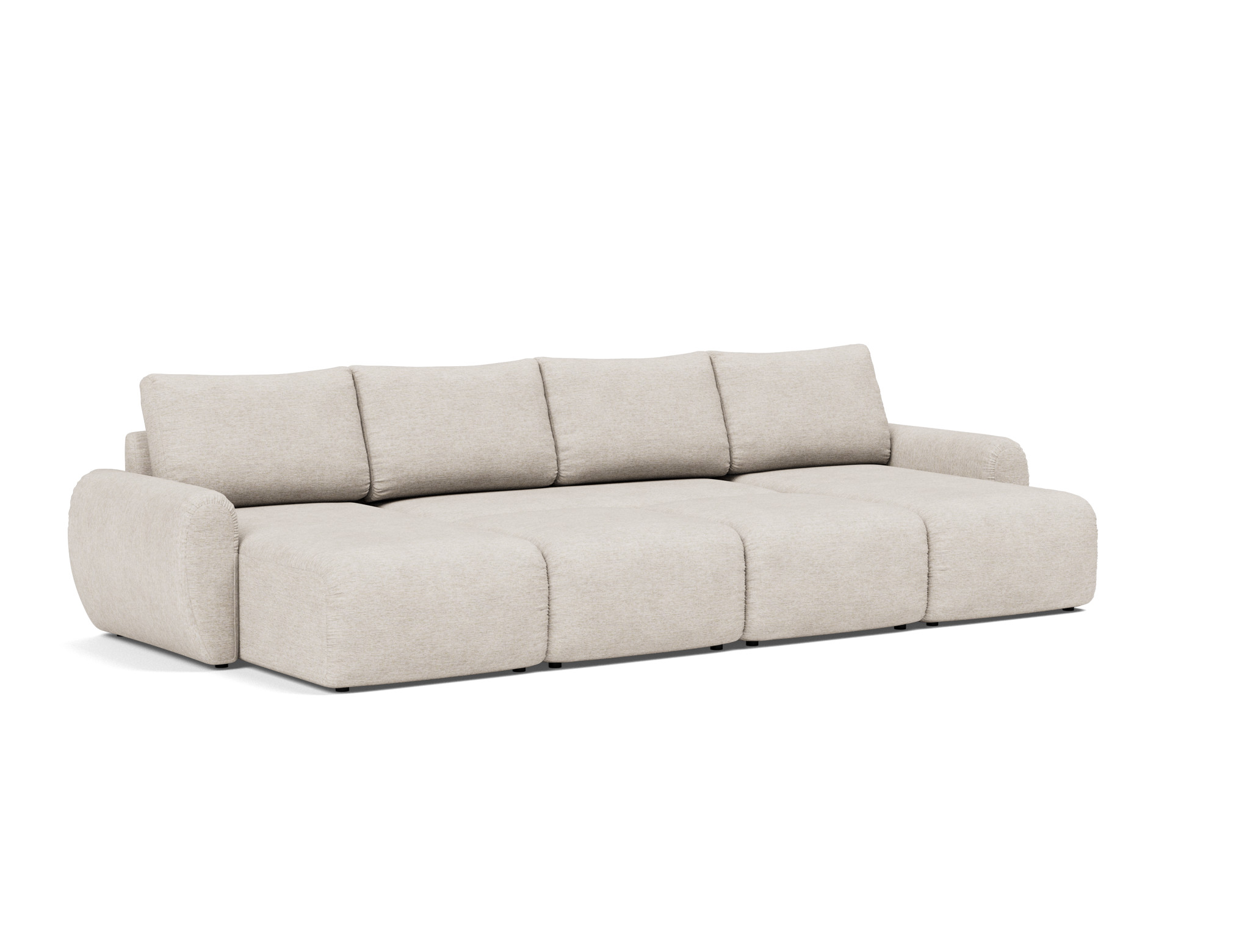 Schlafsofa Norum U-Form mit Curve-Armlehnen Chenille Yuveno 470-Natural