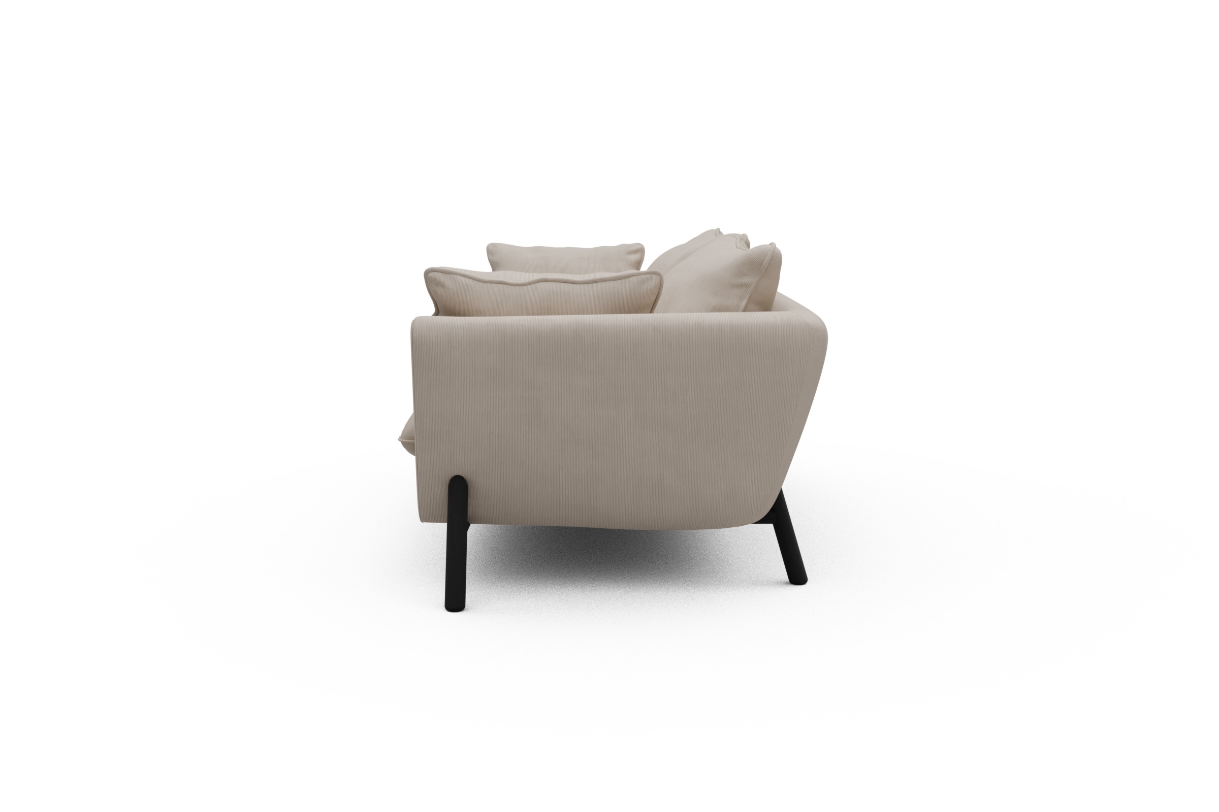 Sofa Emil PREMIUM 2-Sitzer Beinfarbe Eiche Schwarz Cordufine-Off-White