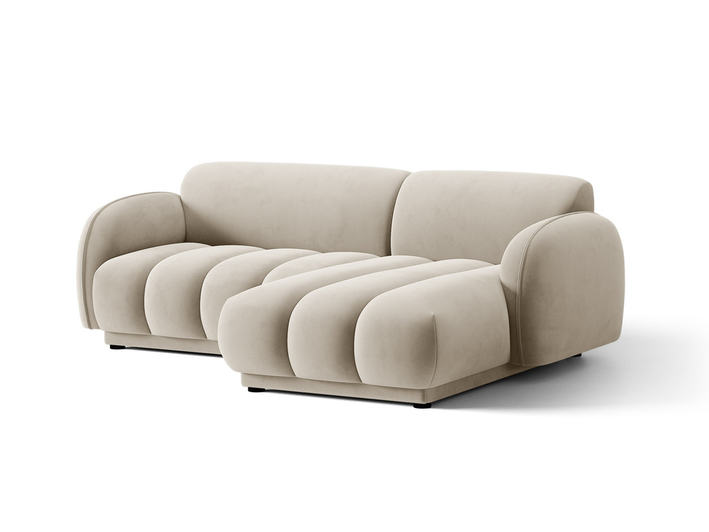 Cosmopolitan Design Ecksofa Bilbao 3-Sitzer kleine Version Samt Casino Helles Beige Rechts