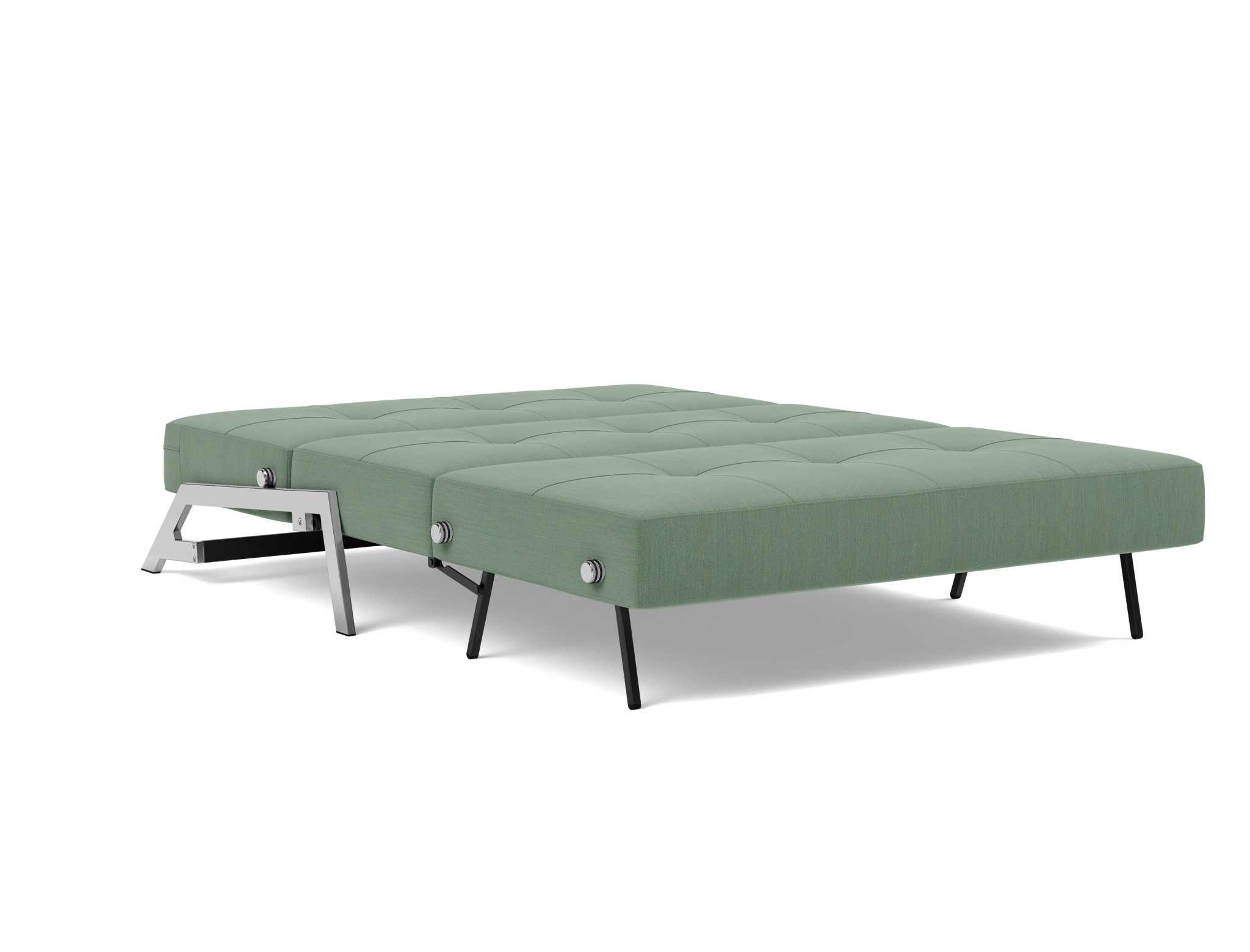 Schlafsofa Cubed 140 Flachgewebe Elegance 518-Green Beine Chrom