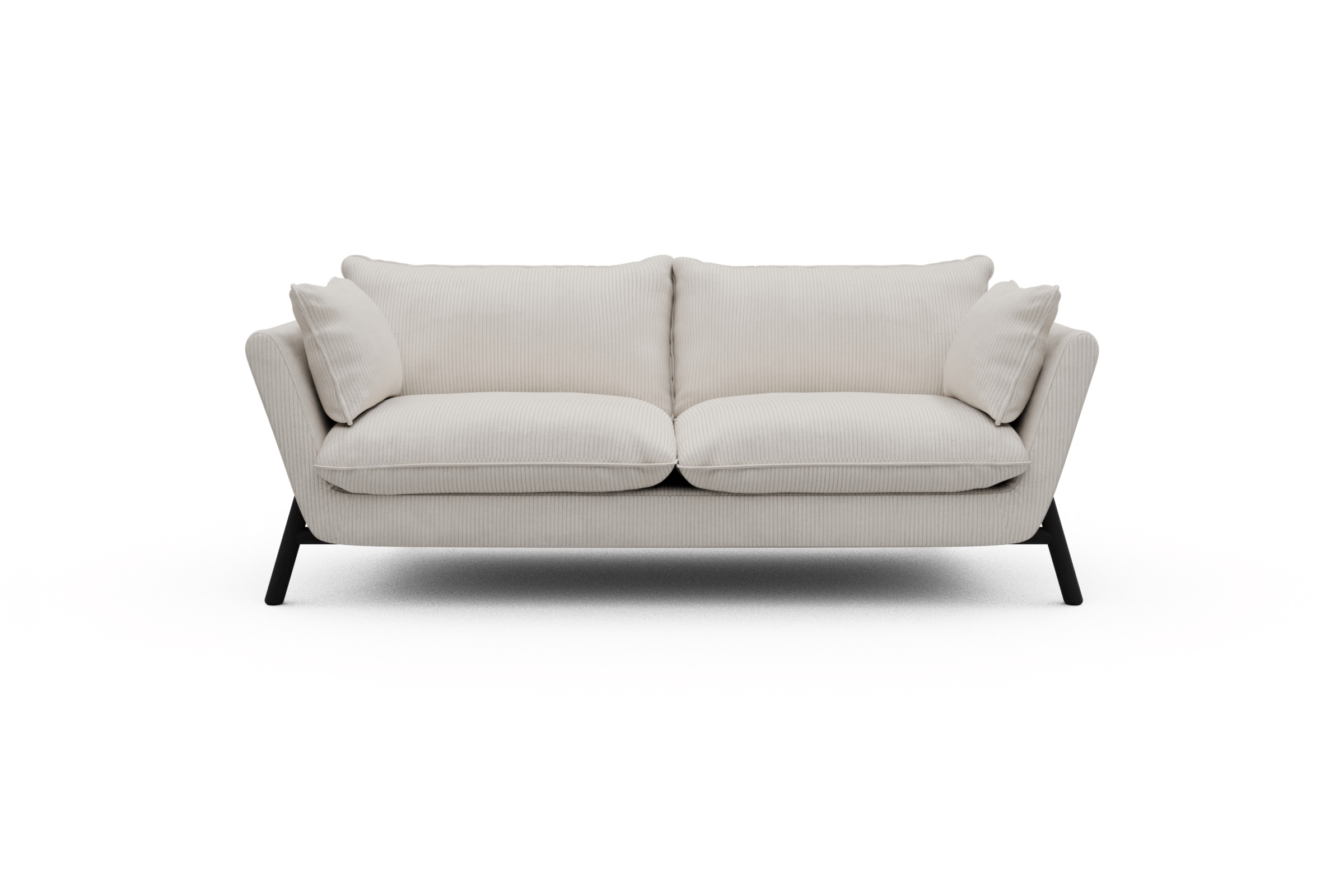 Skandi Home Sofa Emil PREMIUM 2-Sitzer Beinfarbe Eiche Schwarz Corduroy-Ivory moebelfaktor