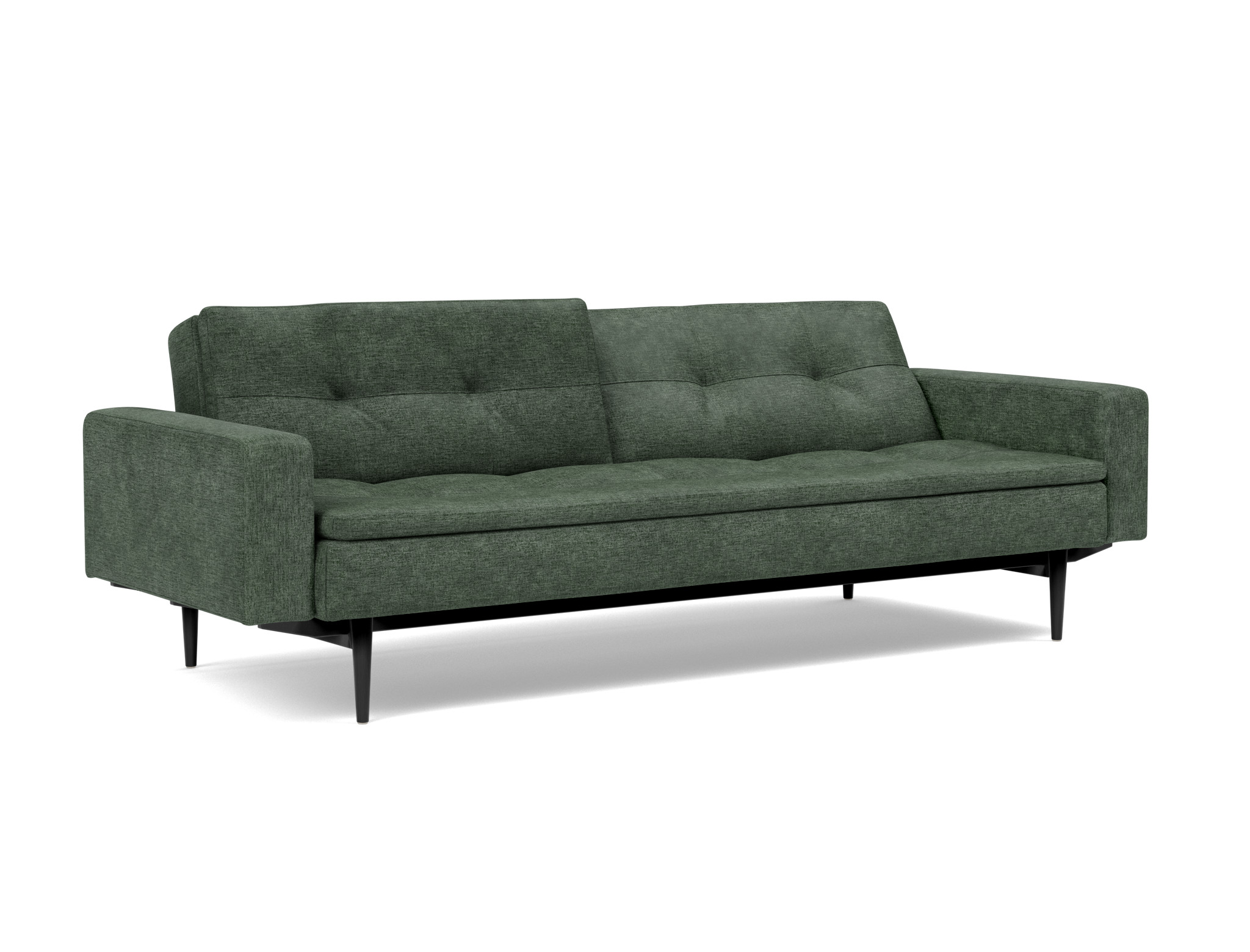 Schlafsofa Dublexo mit Armlehnen Flachgewebe Avella 281-Pine-Green Beine Styletto Eiche schwarz