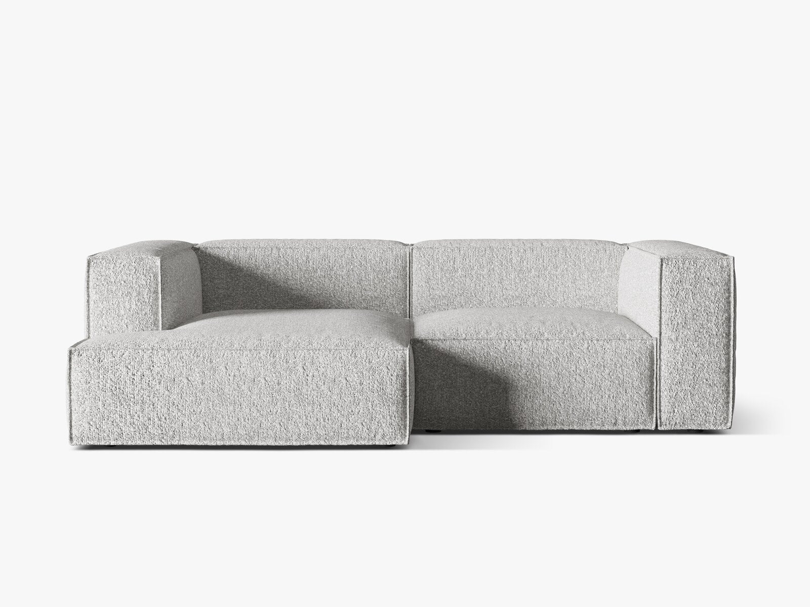 Micadoni Ecksofa Nuria 3-Sitzer Links Boucle Silber