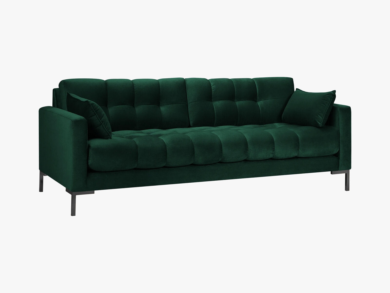 Micadoni Sofa Mamaia 3-Sitzer Samt Bluvel Flaschengrün schwarze Beine