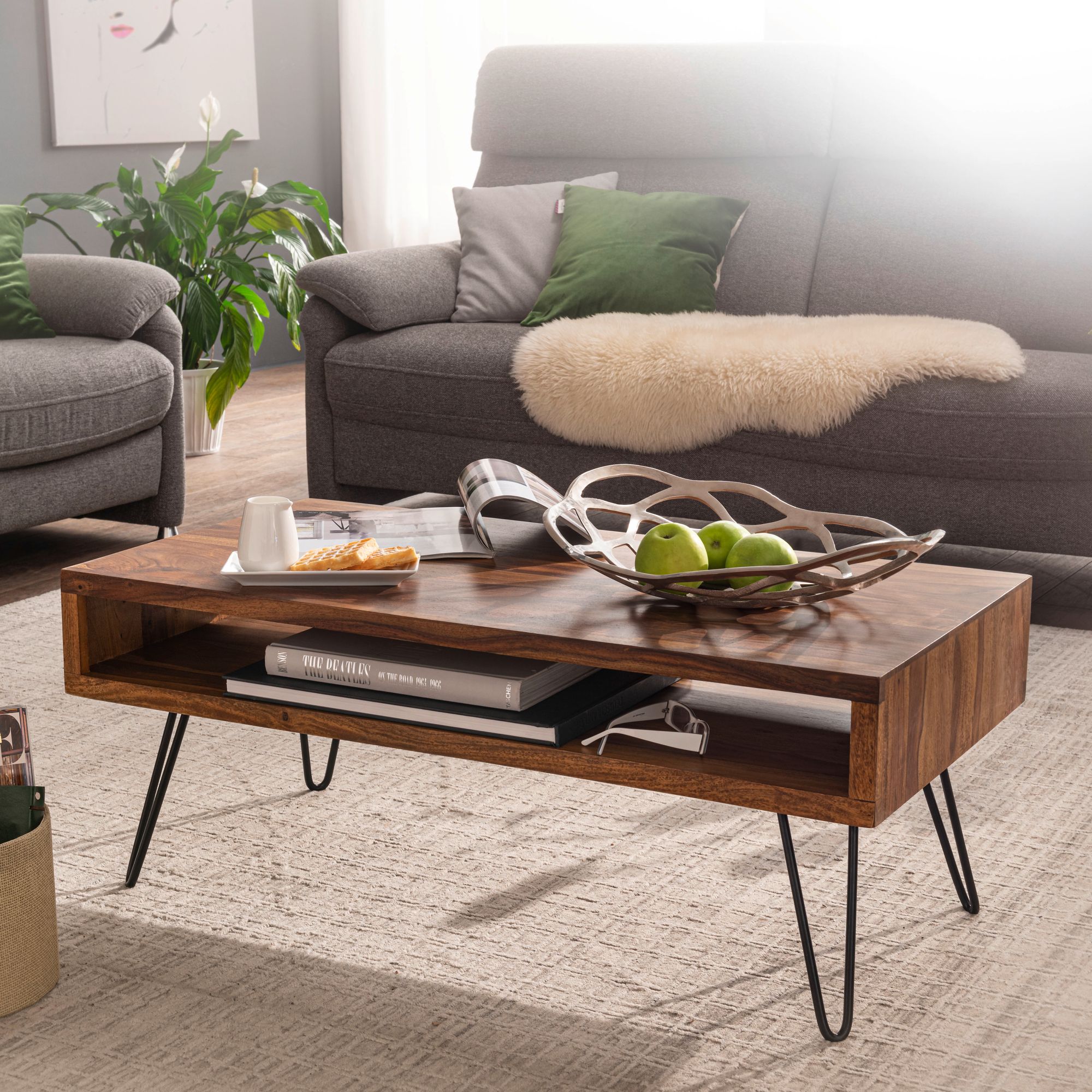 Couchtisch Vestby Massivholz Sheesham 100 × 50 × 40 cm
