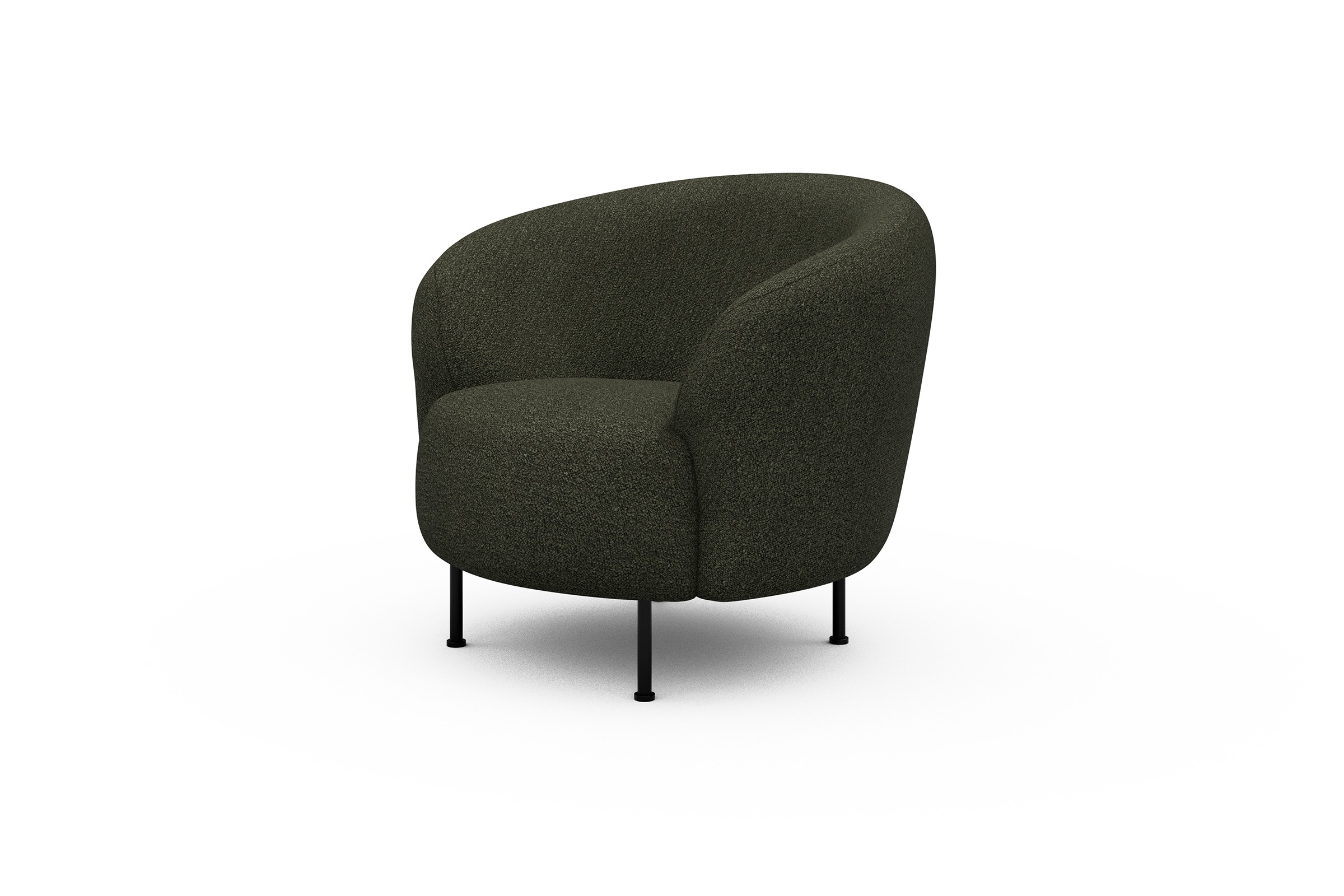 Sessel Ronda Metallbeine Schwarz Boucle-Forest-Green
