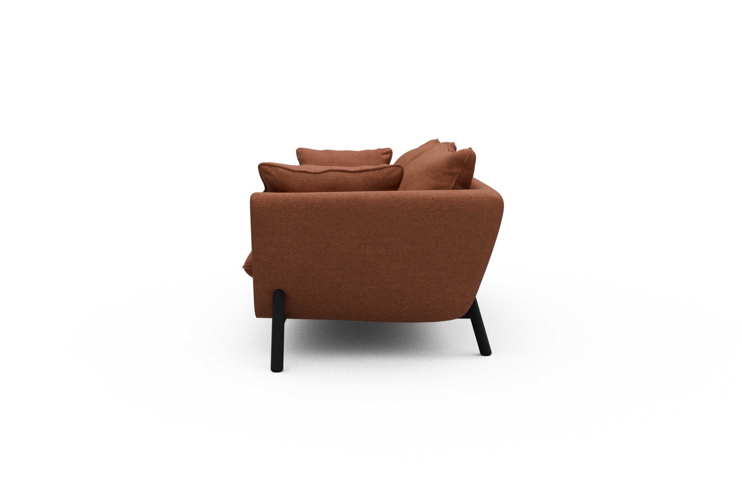 Sofa Emil PREMIUM 2-Sitzer Beinfarbe Eiche Schwarz Weda-Rust