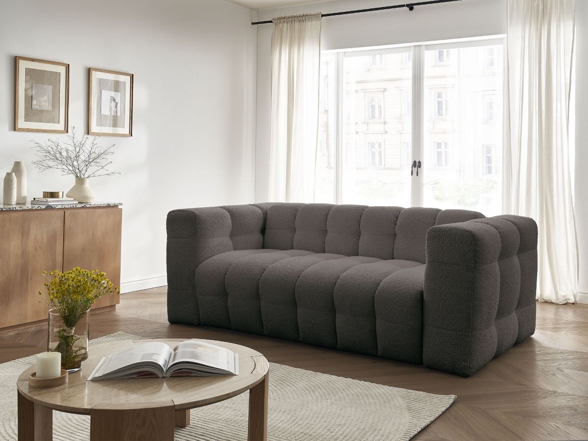 Bobochic Cloud Schlafsofa 3-Sitzer Bouclé-Stoff Braun