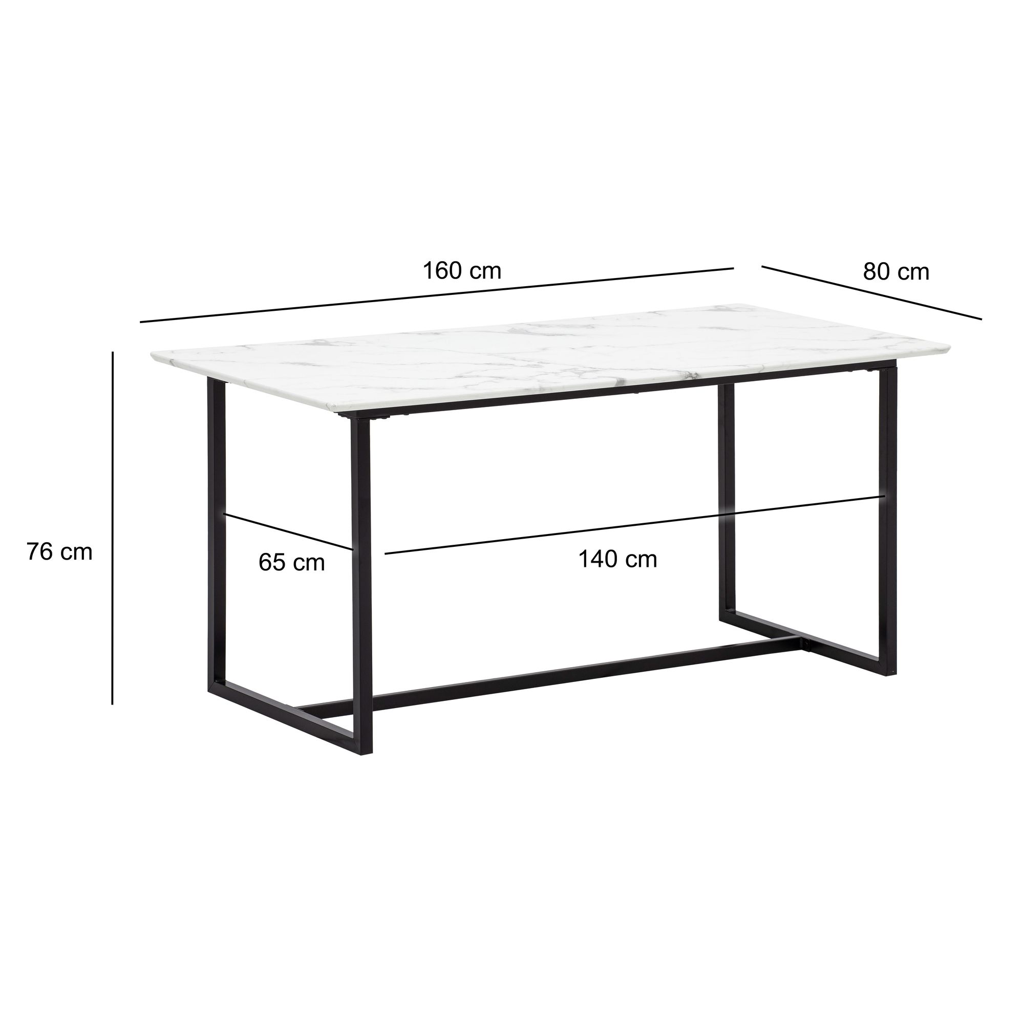 Esstisch Gjerstad Marmoroptik Weiß 160 × 80 × 76 cm