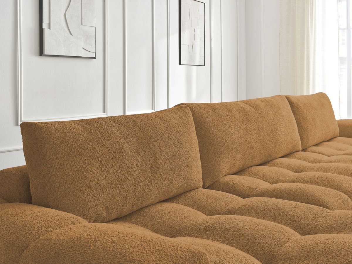 Bobochic Anakin Wohnlandschaft, 3 Kissen Bouclé-Stoff Gelb