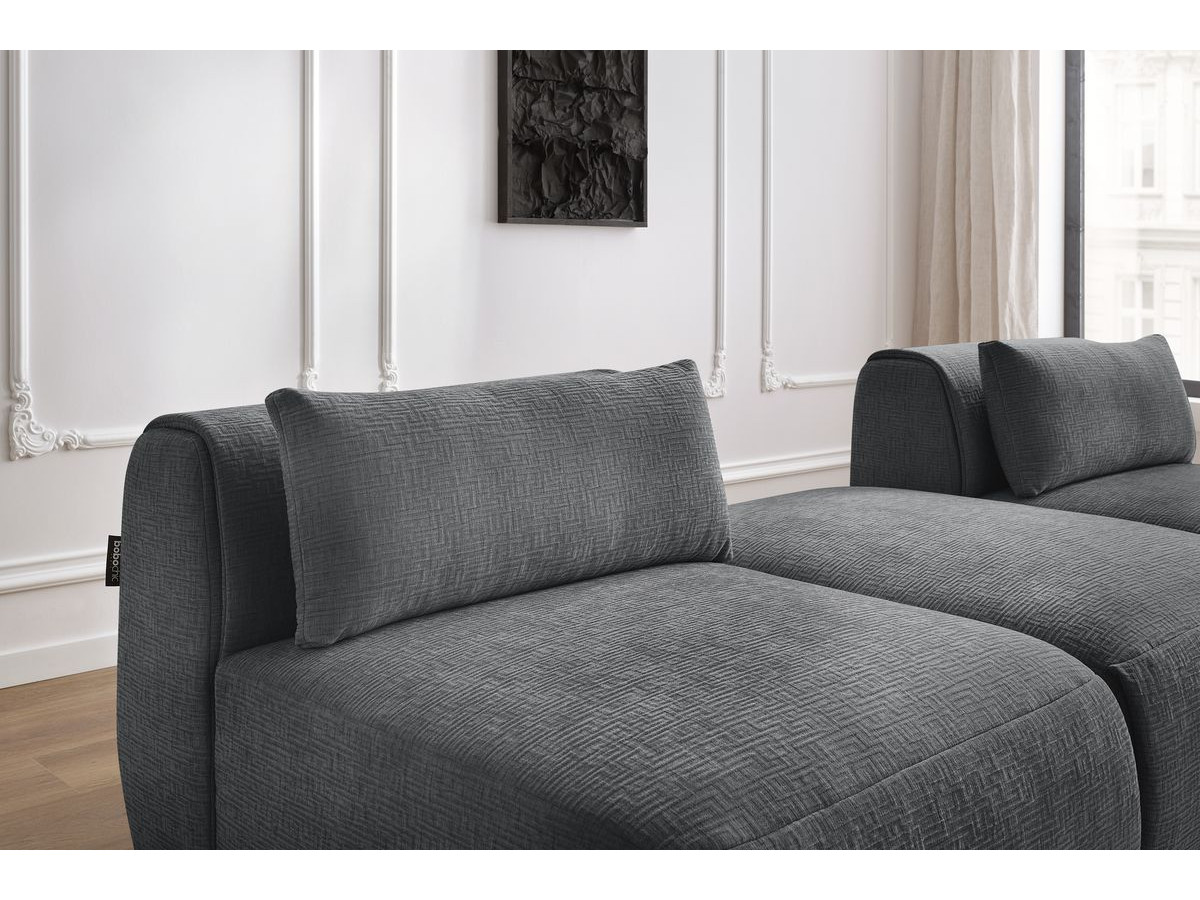 Bobochic Jeanne Sofa 3-Sitzer Strukturstoff Dunkelgrau