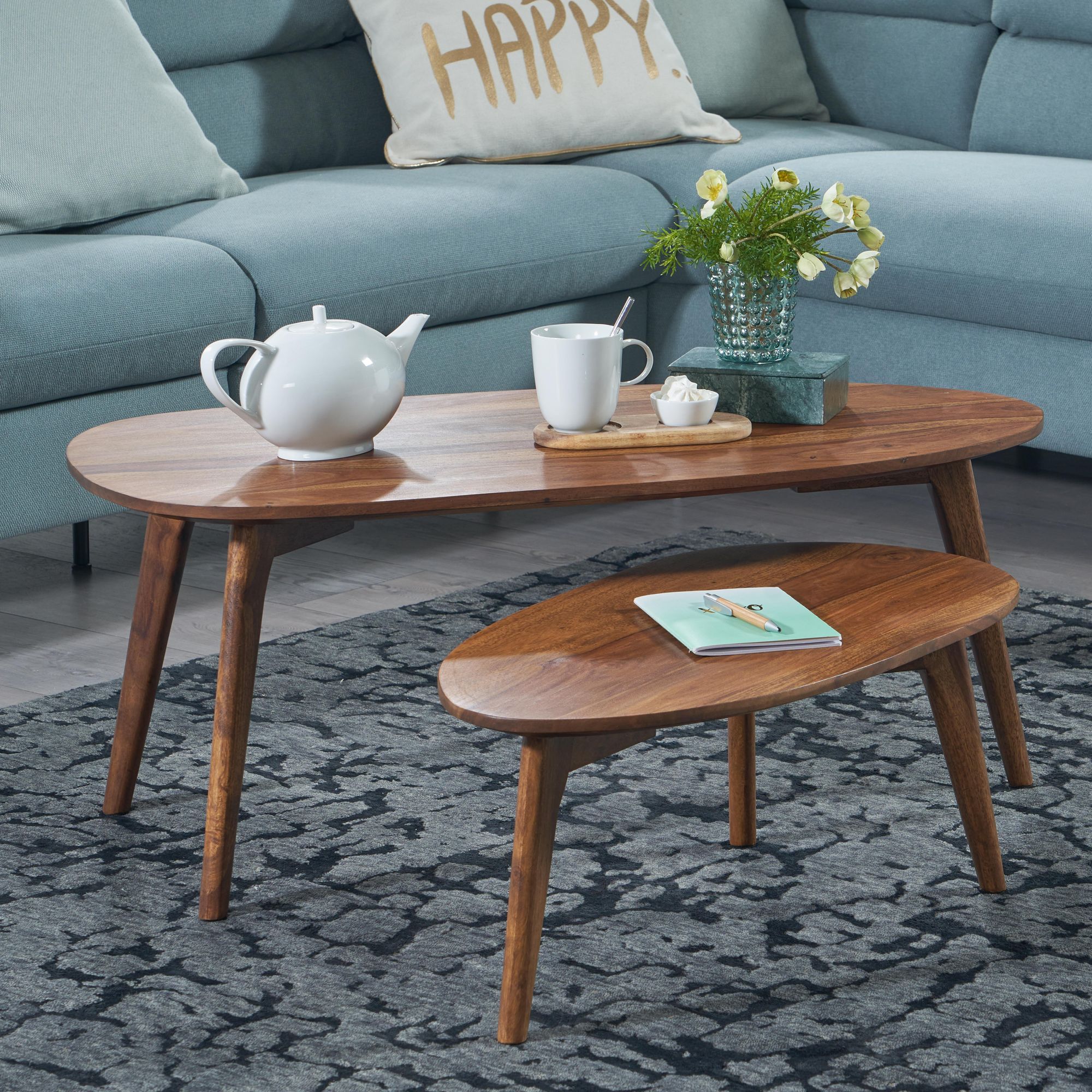 Satztisch 2er-Set Avaldsnes Sheesham Massivholz 100 × 50 × 42 cm