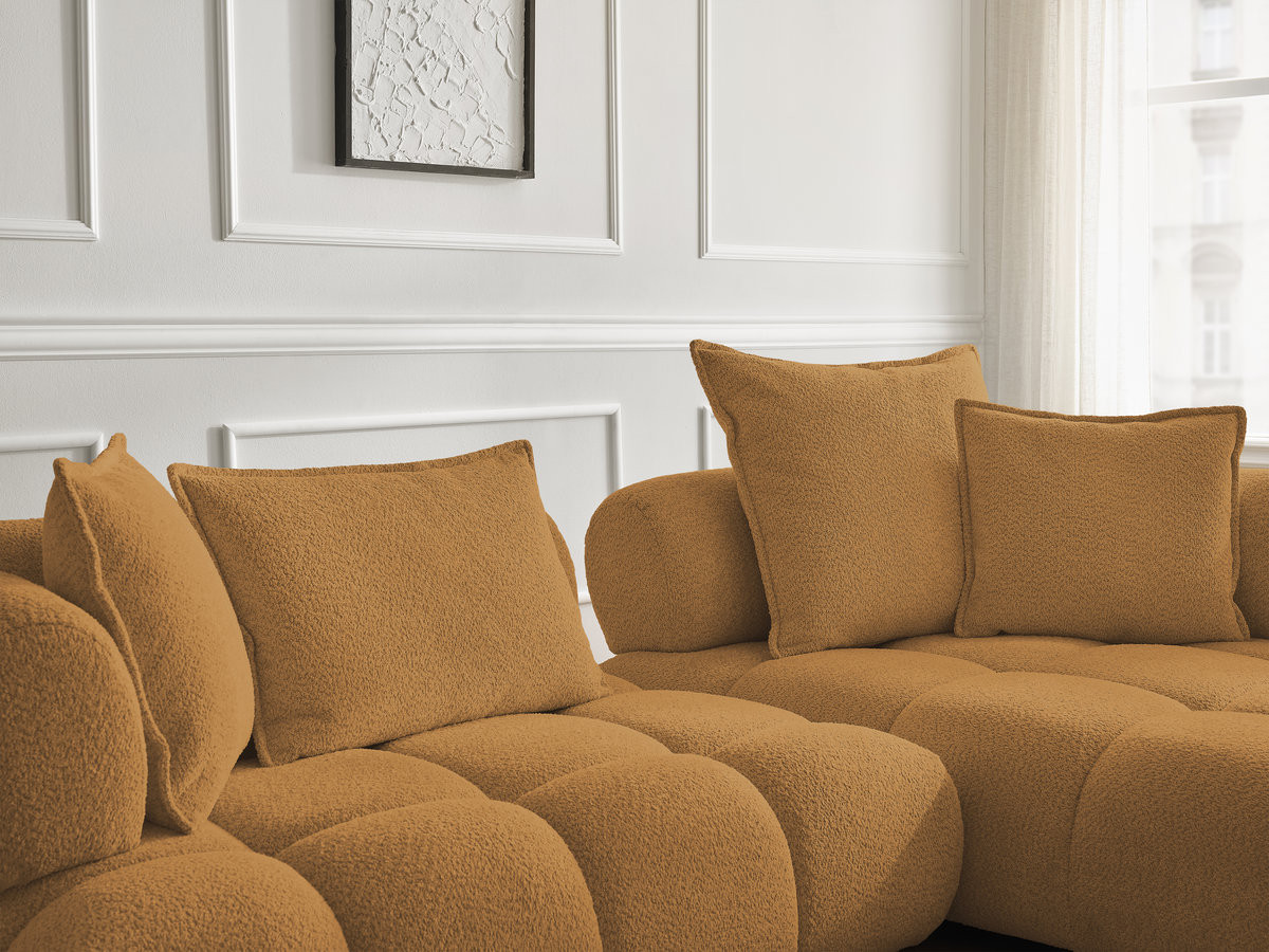 Bobochic Alya Ecksofa Bouclé-Stoff Gelb Ecke rechts