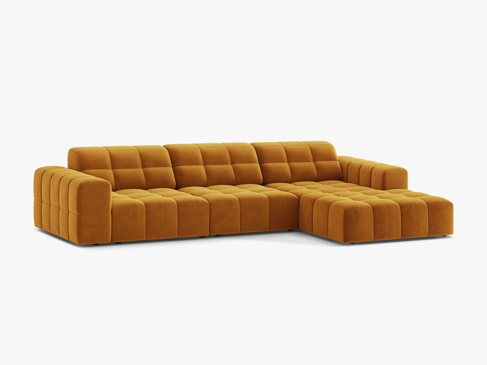 Micadoni Ecksofa Jennifer 4-Sitzer Rechts Samt Venus Gelb