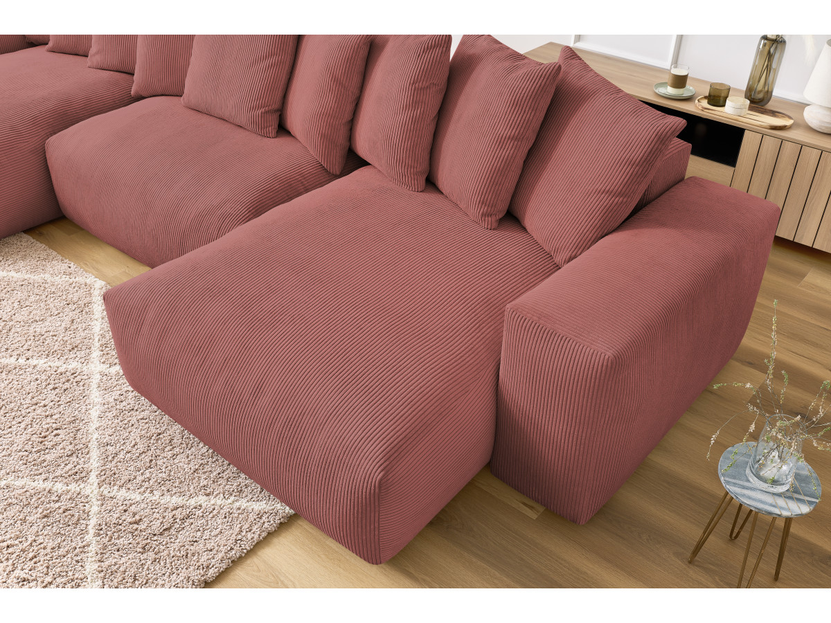 Bobochic Voltaire Wohnlandschaft 420 × 174 cm Cordsamt Rosa