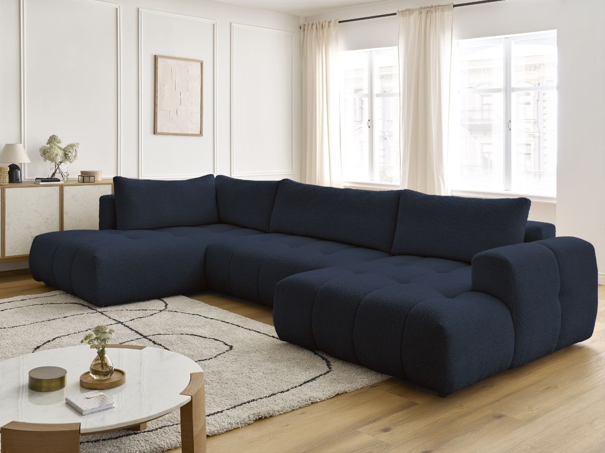 Bobochic Fuji Wohnlandschaft Bouclé-Stoff Dunkelblau Ecke rechts