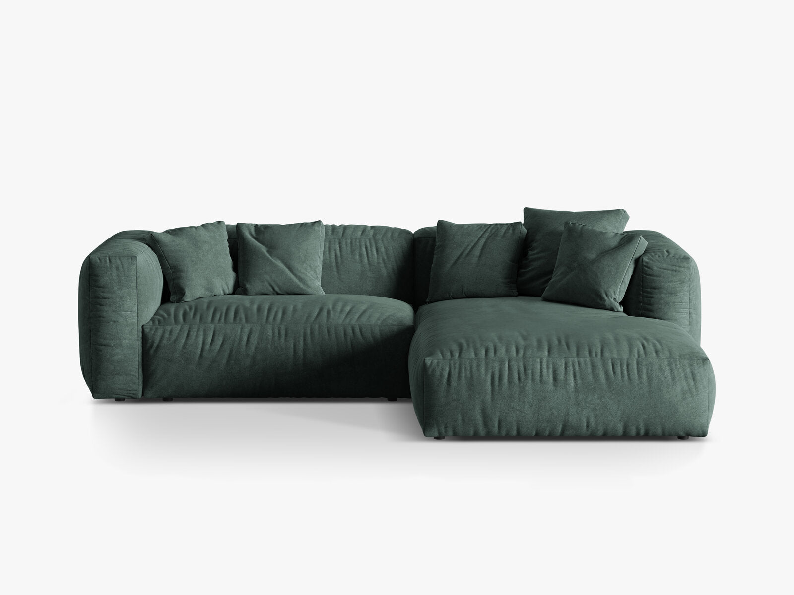 Micadoni Ecksofa Martina 2-Sitzer Rechts Samt Vogue Petrol