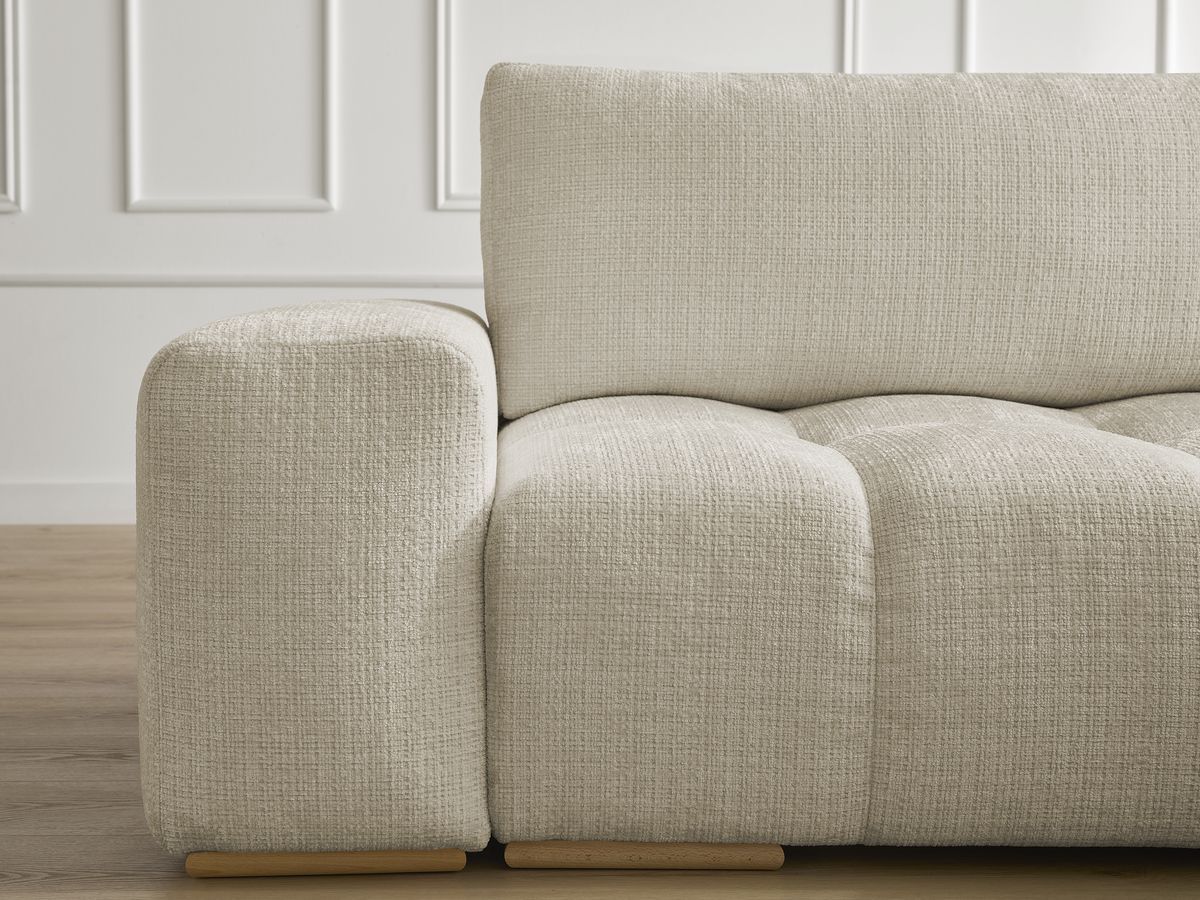Bobochic Anakin Schlafsofa 3-Sitzer mit Bettkasten, 2 Kissen Strukturstoff Beige