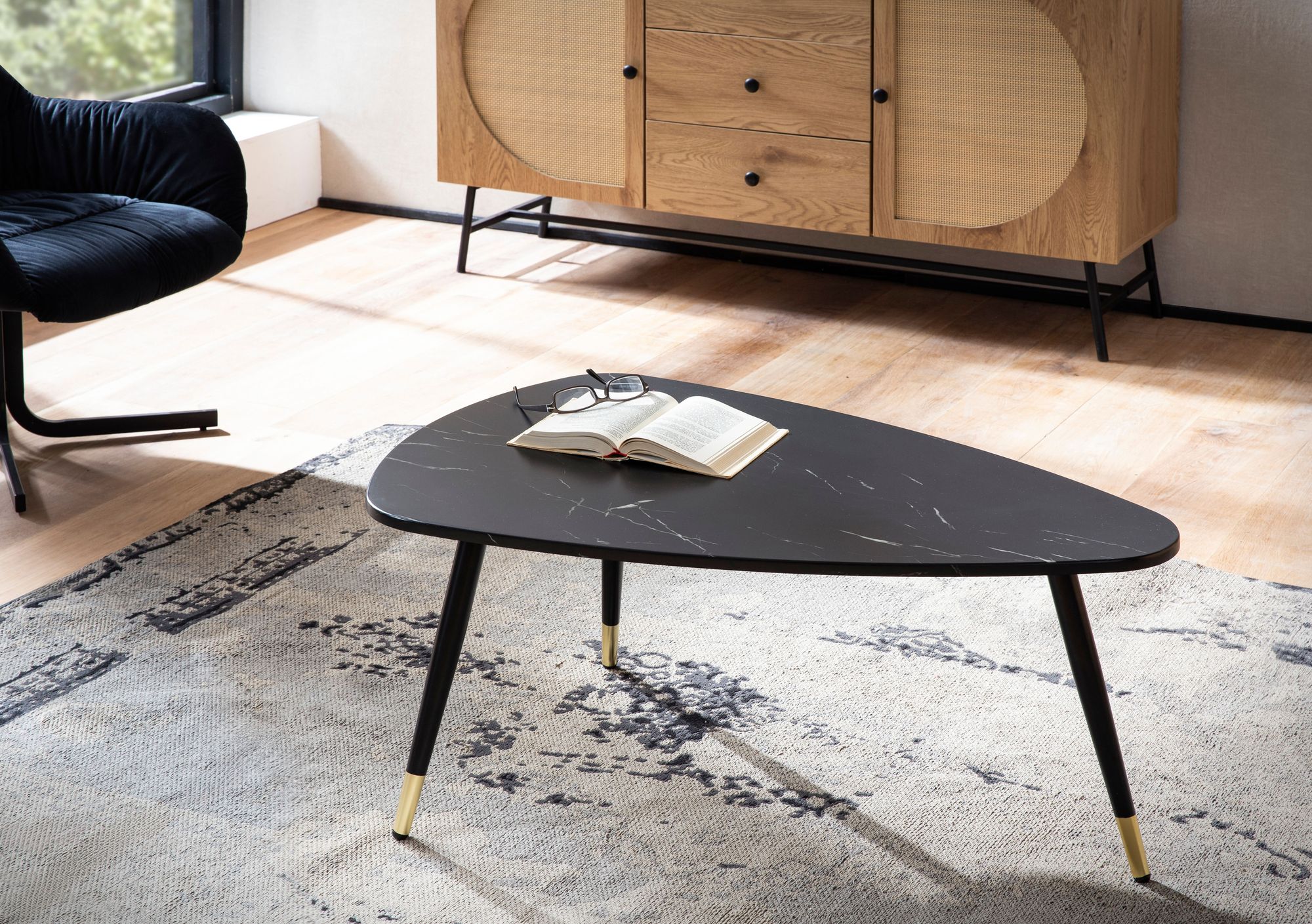 Couchtisch Ringstad Marmoroptik Schwarz 90 × 60 × 41 cm