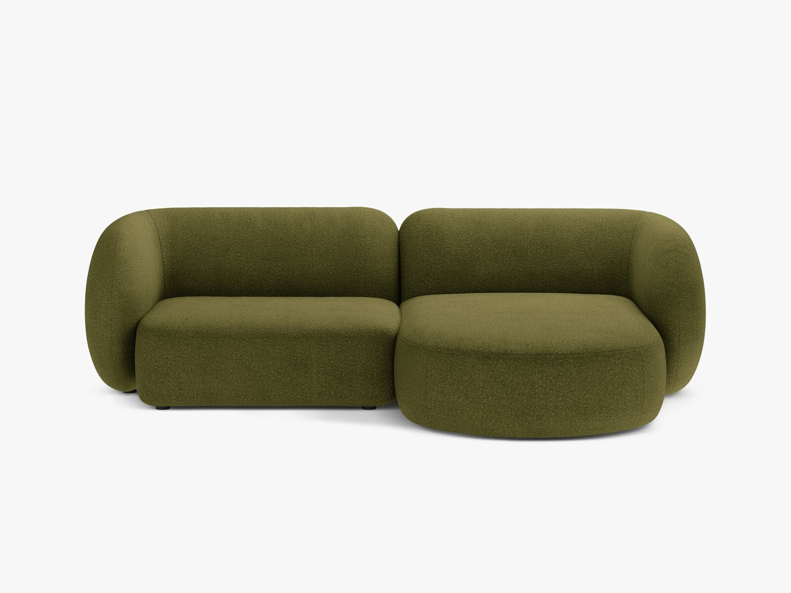 Micadoni Ecksofa Kate 2-Sitzer Rechts Boucle Baloo Dunkel-Olivgrün