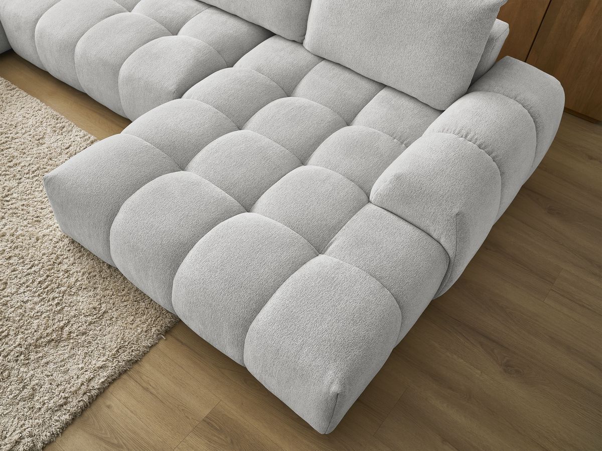 Bobochic Everest Wohnlandschaft, 6 Kissen Melange-Stoff Hellgrau Ecke rechts