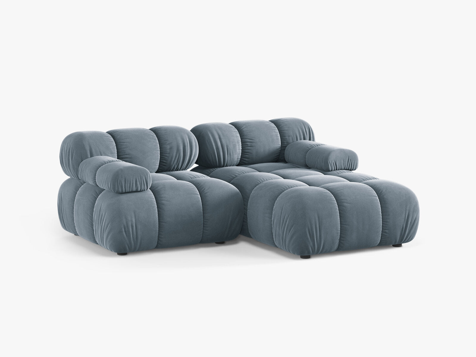Micadoni Modulares Ecksofa Bellis 3-Sitzer Rechts Samt Bluvel Hellblau