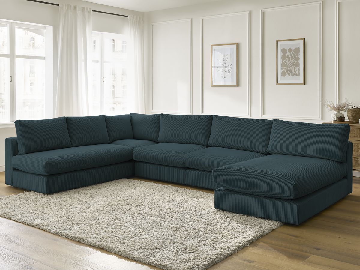Bobochic Paris Ecksofa Cordsamt Dunkelblau