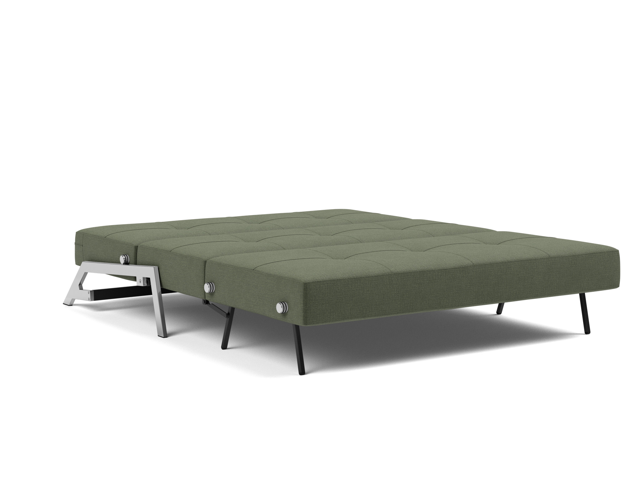 Schlafsofa Cubed 160 Chenille Esina 413-Olive-Green Beine Chrom