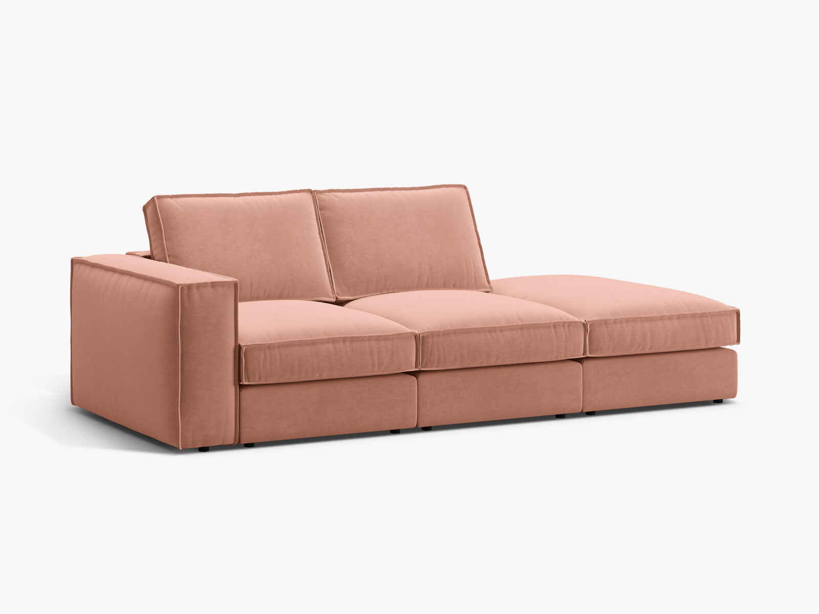 Micadoni modulares offenes Sofa Pola 3-Sitzer Rechts Samt Salvador Rosa