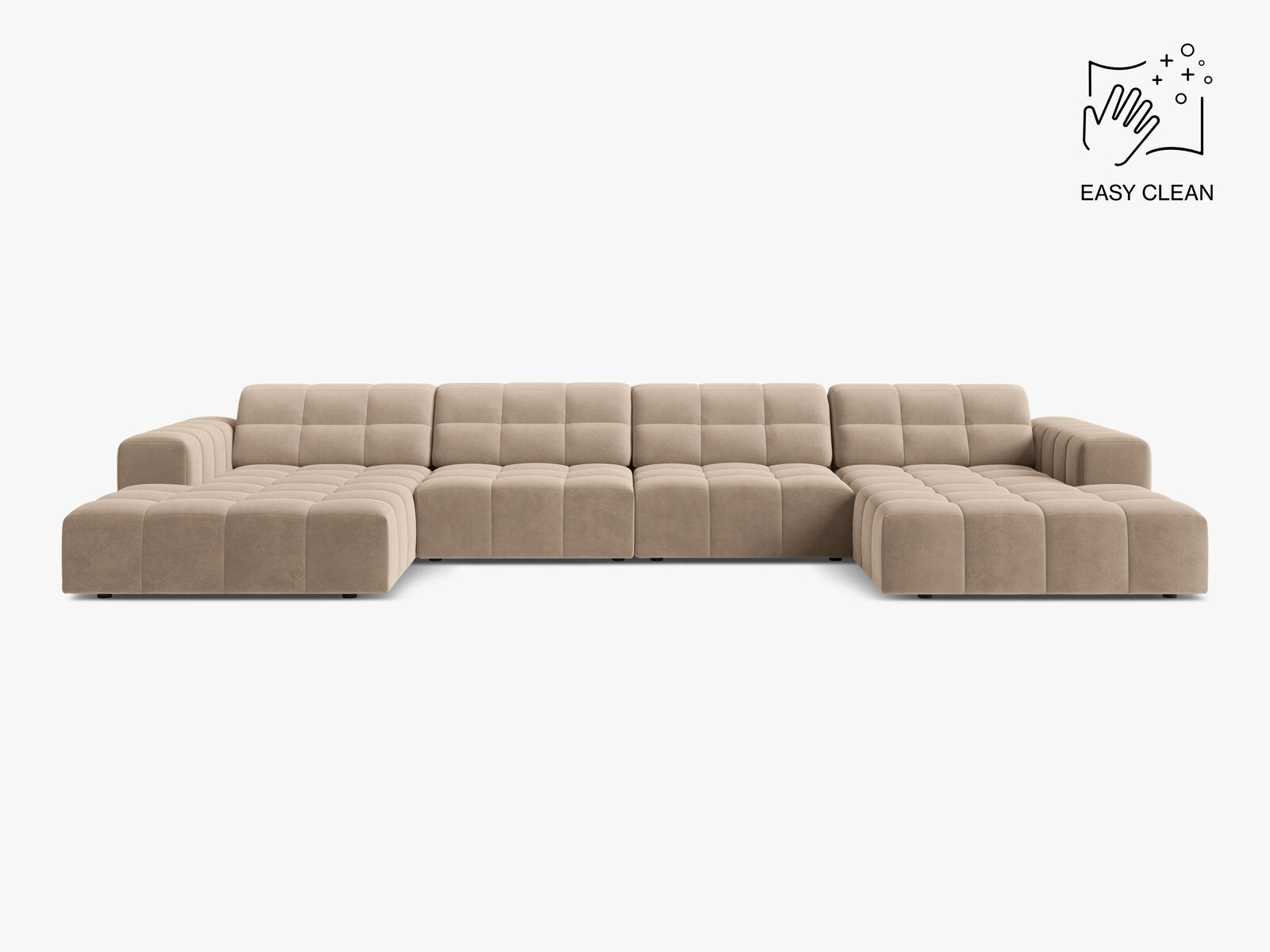 Micadoni Panorama Sofa Jennifer 6-Sitzer Samt Venus Beige