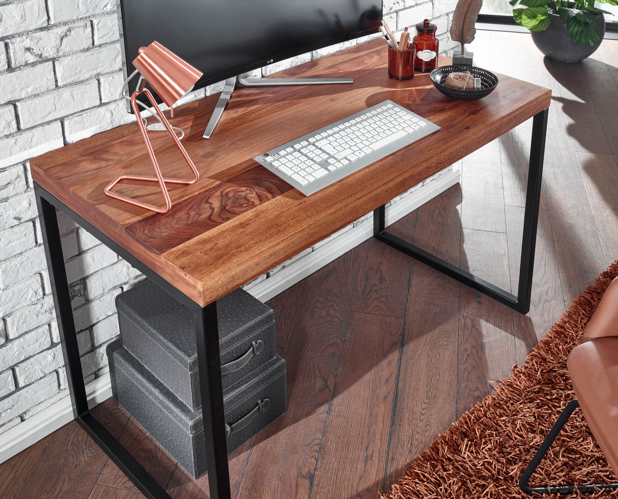 Schreibtisch Krokur Sheesham Massivholz 117 × 59 × 76,5 cm