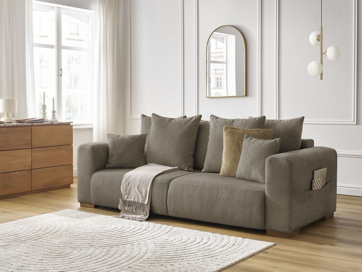 Bobochic Sidonie Sofa 3-Sitzer Melange-Stoff Taupe