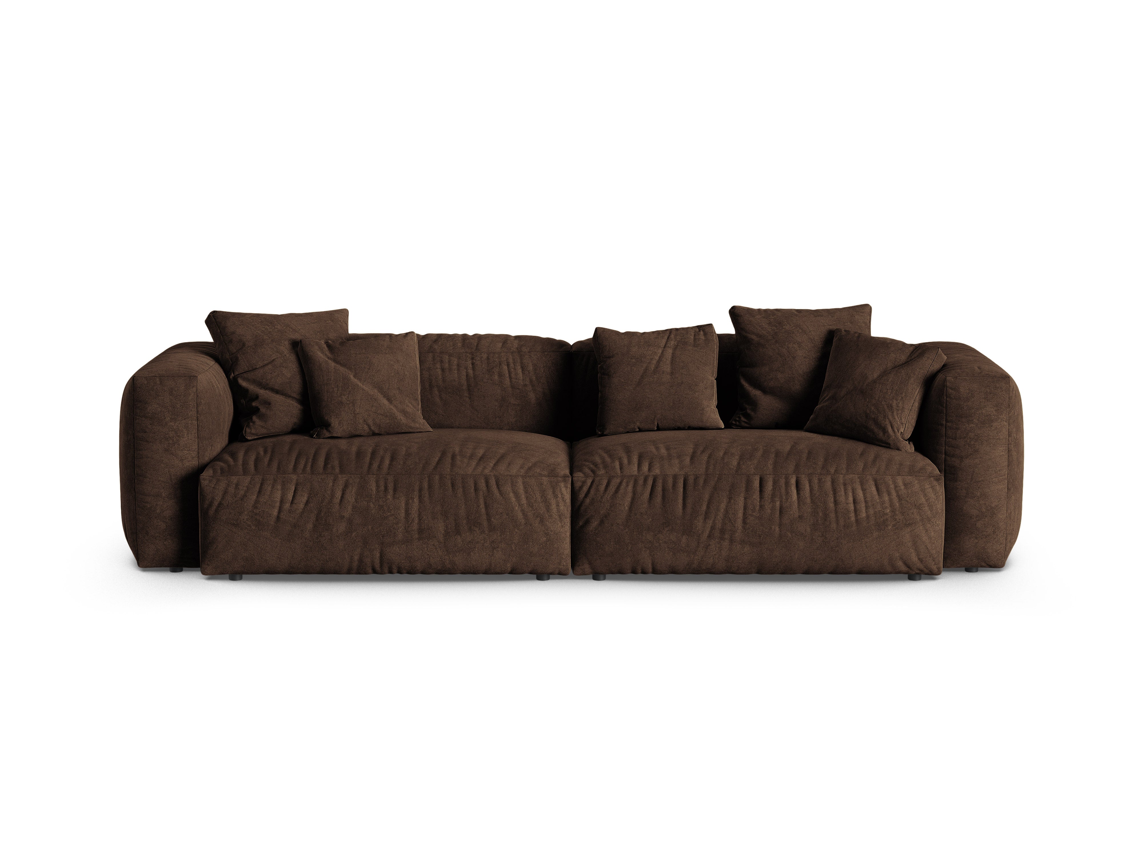 Micadoni Sofa Martina 4-Sitzer 90cm Sitztiefe Samt Vogue Schokolade