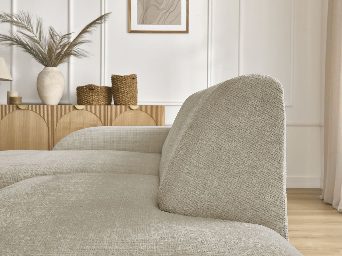 Bobochic Sirius Ecksofa 405 × 170 cm Strukturstoff Beige Ecke links