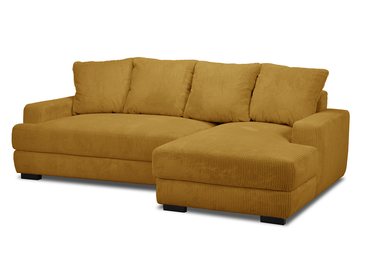 Bobochic Campi Ecksofa mit Schlaffunktion und Bettkasten Cordsamt Gelb Ecke rechts
