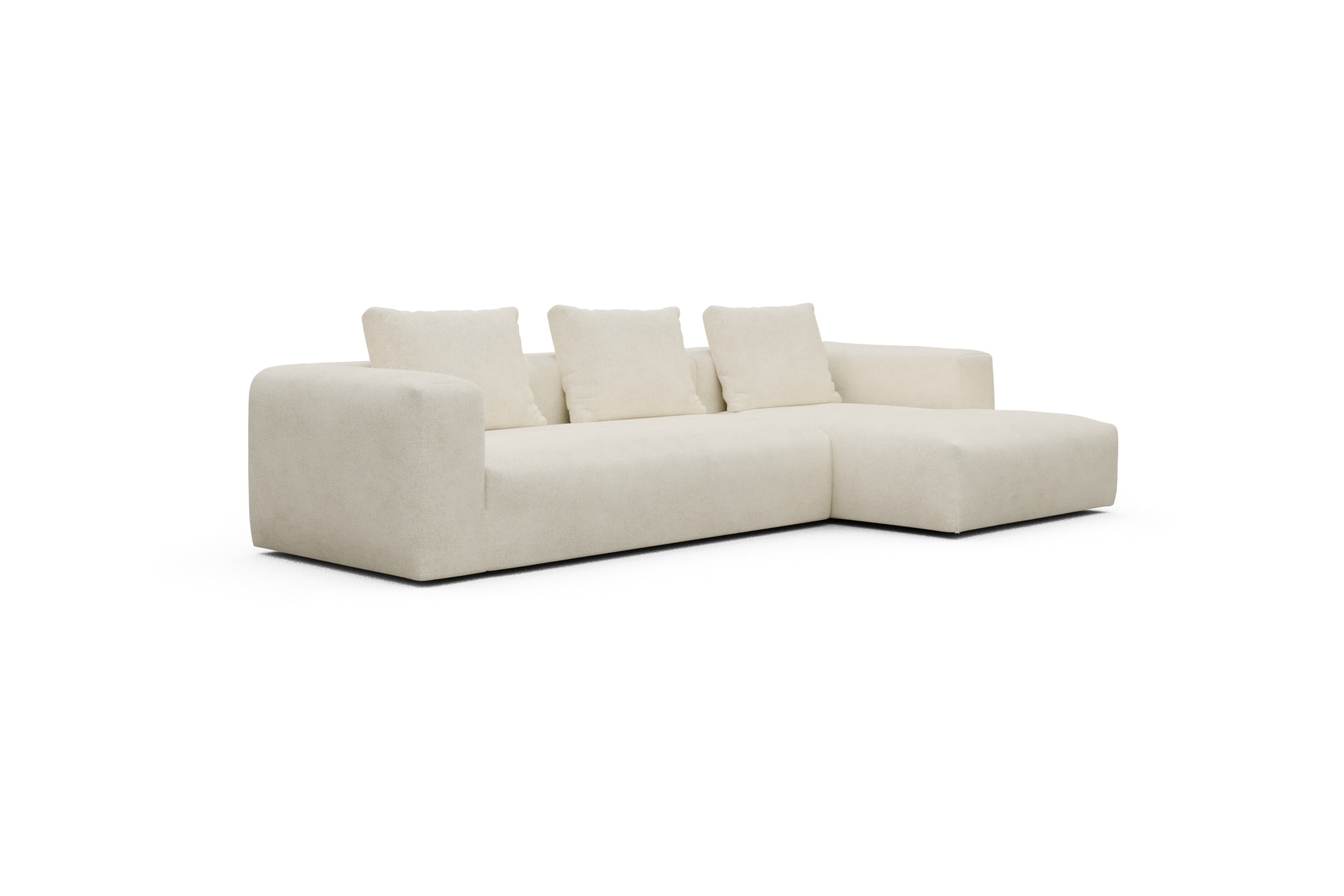 Ecksofa Fred Chaiselongue rechts mit 2,5-Sitzer Boucle-Off-White