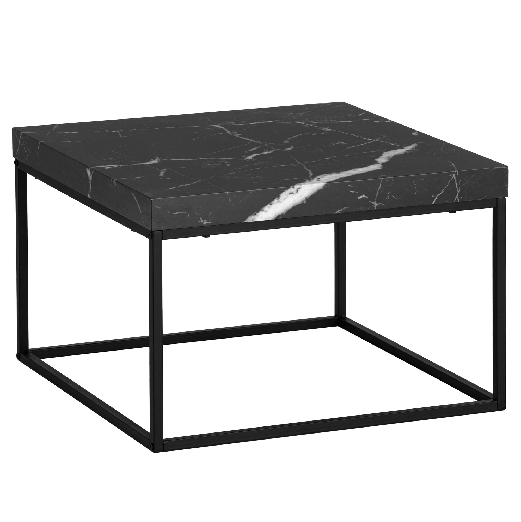 Couchtisch Follebu Marmoroptik Schwarz 60 × 60 × 38 cm