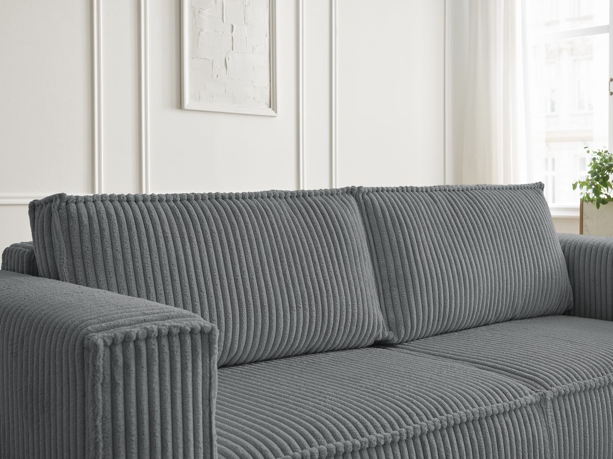 Bobochic Chelsea Sofa 3-Sitzer Breitcord weich Dunkelgrau