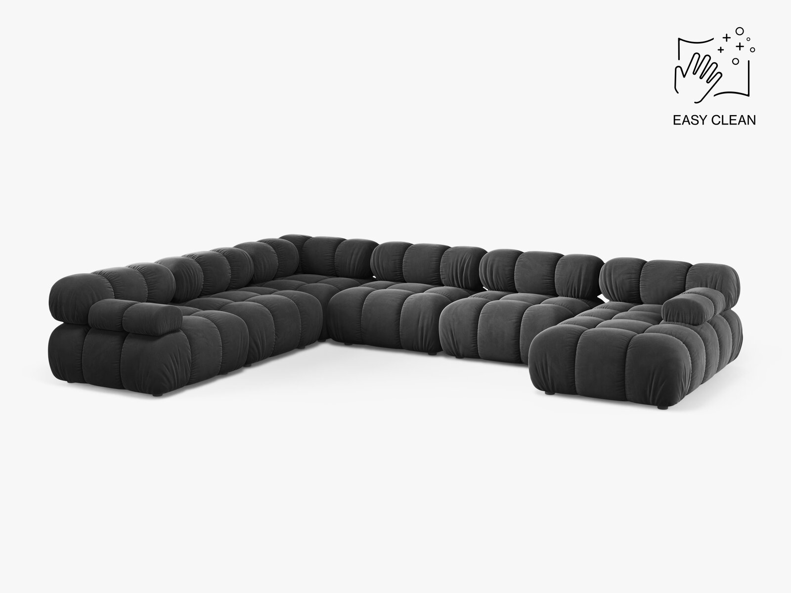 Micadoni Modulares Panorama Ecksofa Bellis 8-Sitzer Links Samt Venus Grau