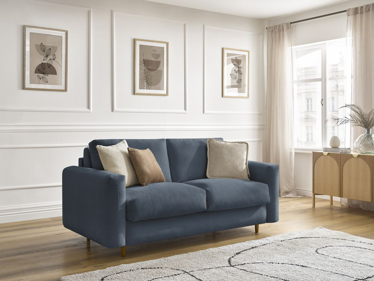 Bobochic Cocoone Schlafsofa 3-Sitzer Stoff Dunkelblau, Liegefläche 160 × 200 cm