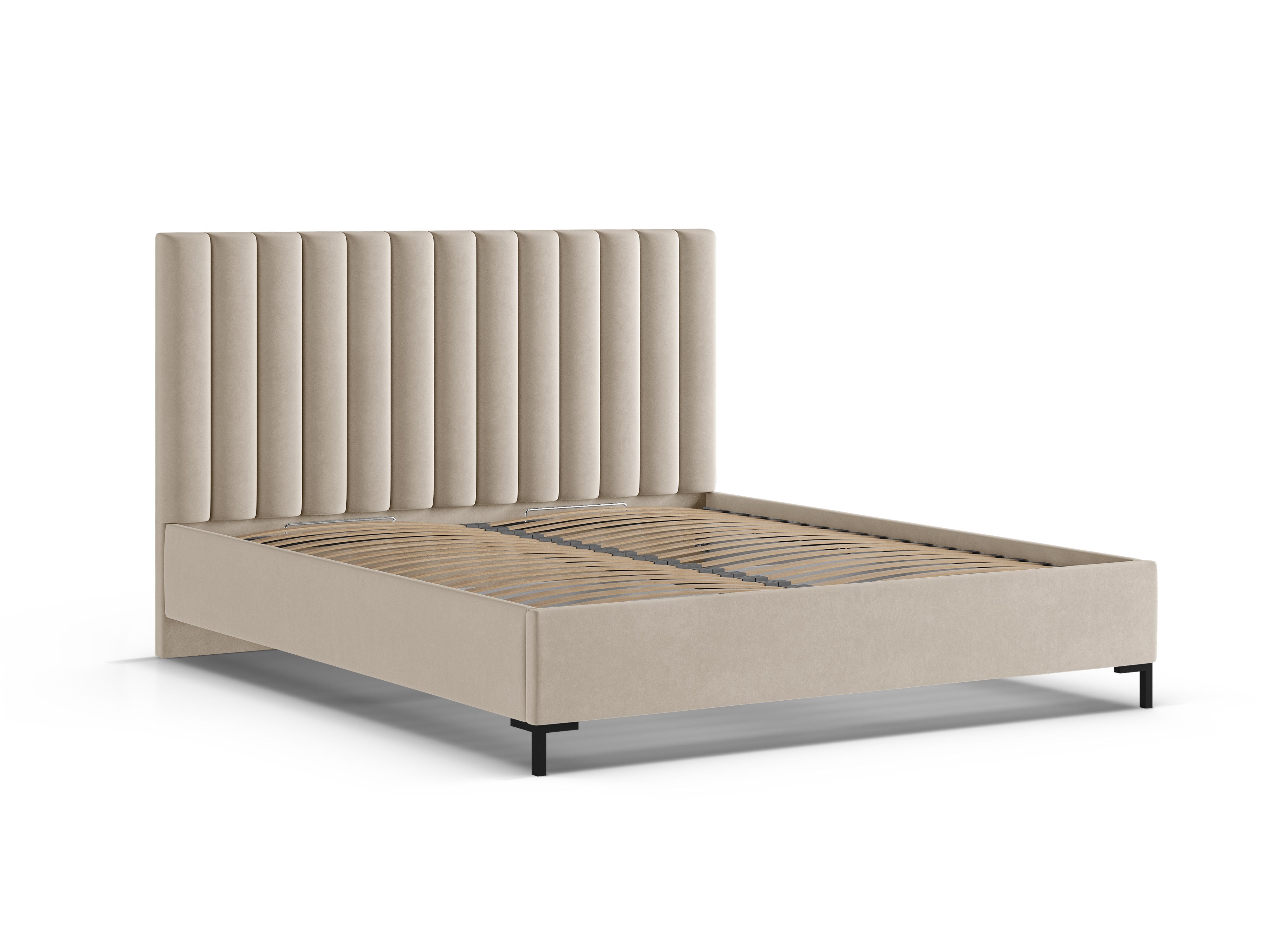 Micadoni Polsterbett Allison Samt Bluvel Dunkelbeige