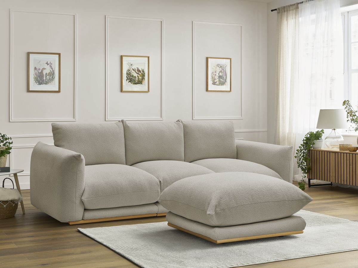 Bobochic Ernest Sofa 3-Sitzer mit Pouf 266 × 106 cm Bouclé-Stoff Taupe