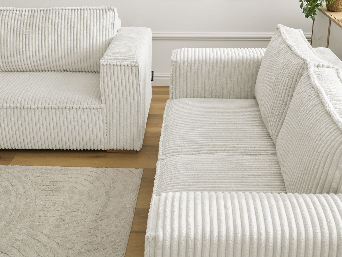 Bobochic Chelsea Sofa 5-Sitzer Breitcord weich Beige