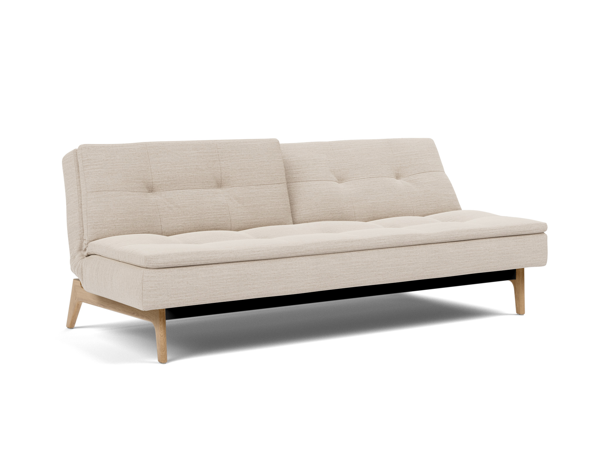 Schlafsofa Dublexo Webstoff Blida 612-Sand-Grey Beine Eiche