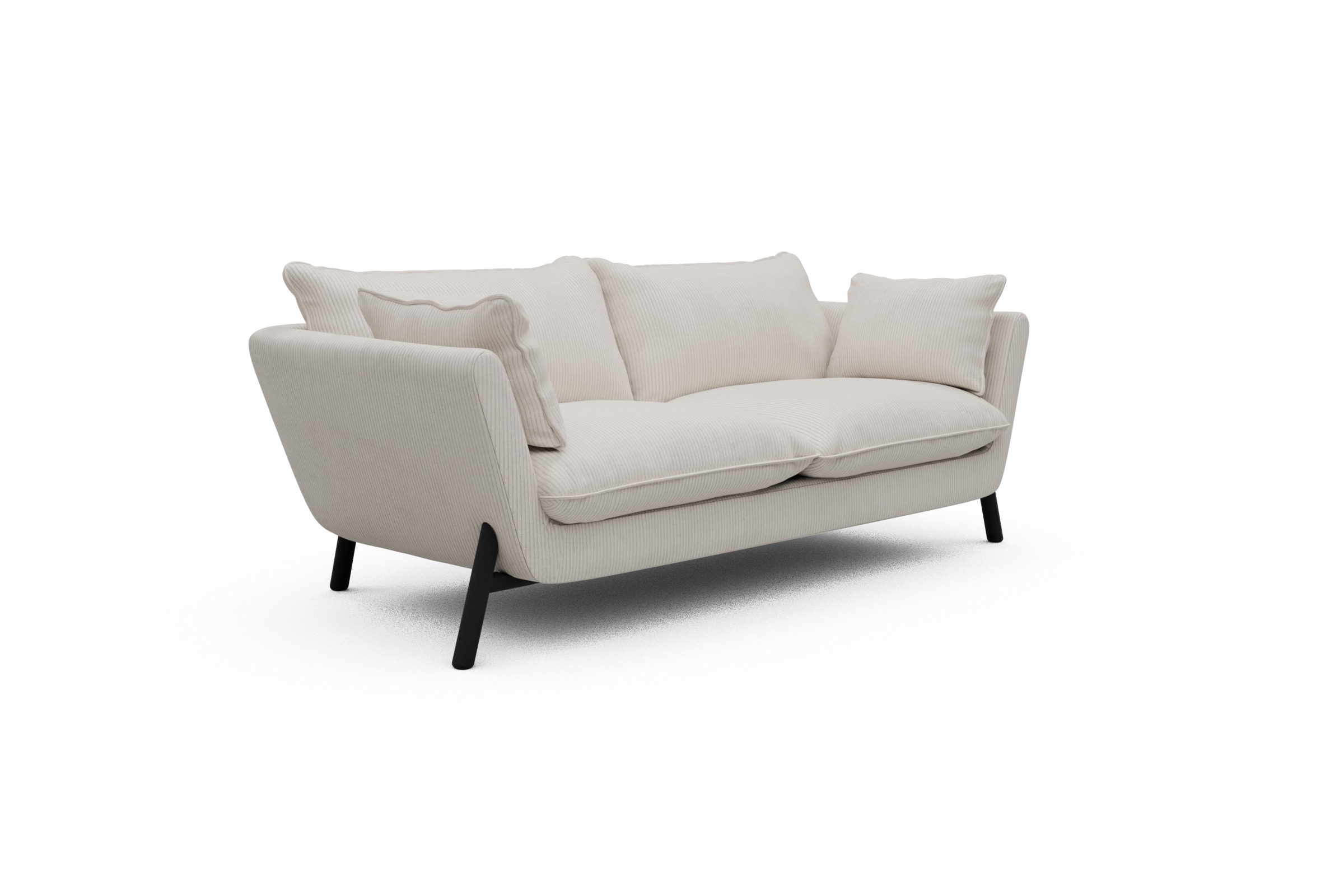 Sofa Emil PREMIUM 2-Sitzer Beinfarbe Eiche Schwarz Corduroy Ivory Skandi Home moebelfaktor
