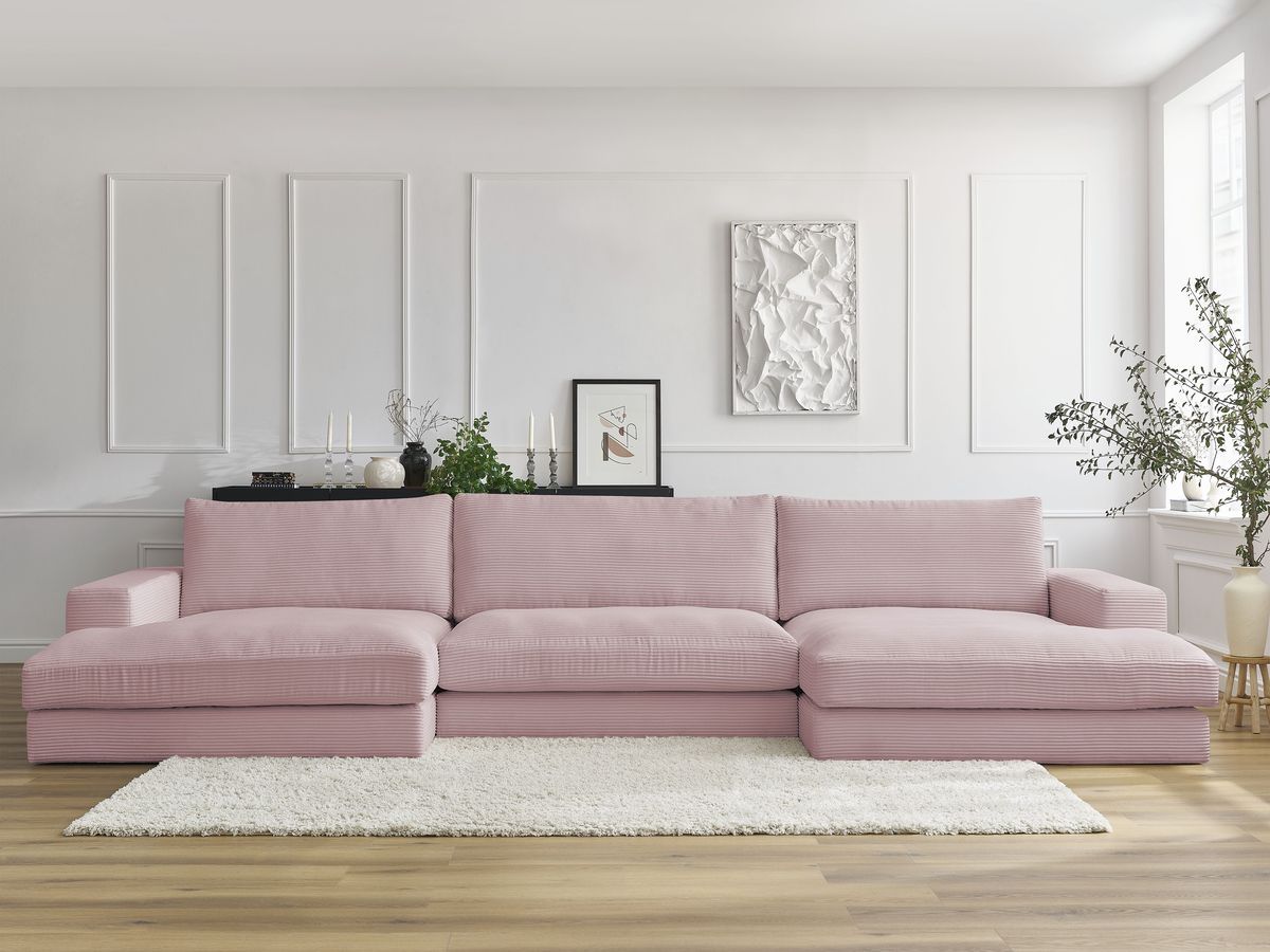 Bobochic Leonard Wohnlandschaft 349 × 159 cm Cordsamt Violett
