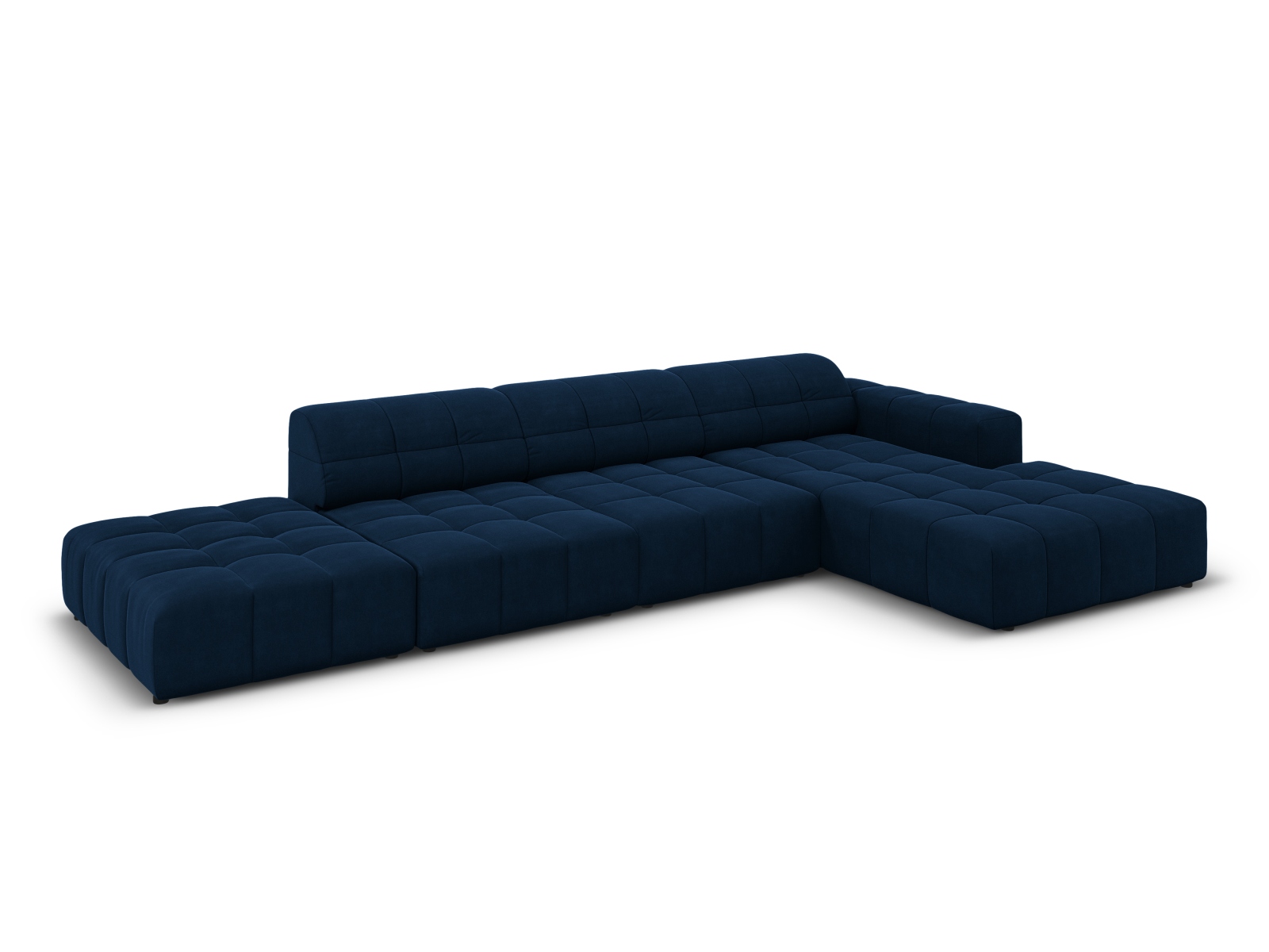 Cosmopolitan Design Ecksofa Chicago 5-Sitzer offen Samt Bluvel Königsblau Rechts